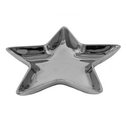 Clayre & Eef Decorative Bowl Star 16x16 cm Silver colored Ceramic