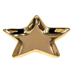 Clayre & Eef Decorative Bowl Star 16x16 cm Gold colored Ceramic