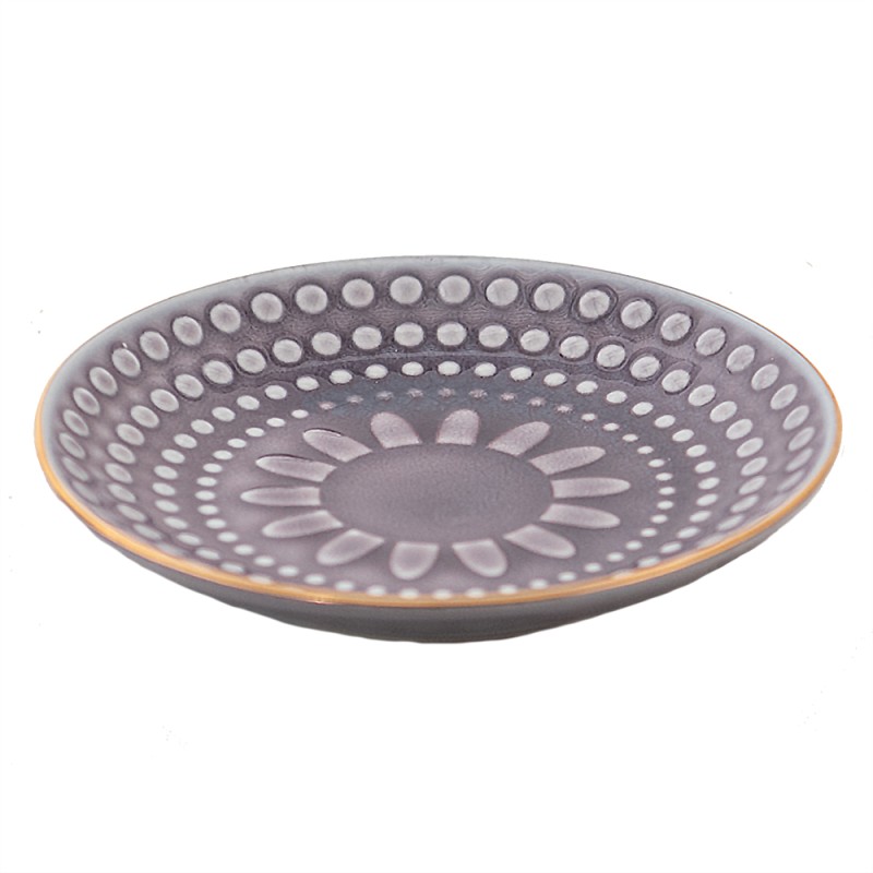 Clayre & Eef Piatto per dolci Ø 13 cm Viola Ceramica