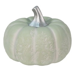 Clayre & Eef Decoratie Pompoen Ø 23x18 cm Groen Zilverkleurig Keramiek