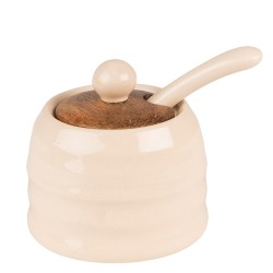 Clayre & Eef Voorraadpot  Ø 8x6 cm Beige Bruin Keramiek