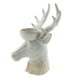 Clayre & Eef Tealight Holder Reindeer 21 cm Beige Brown Porcelain