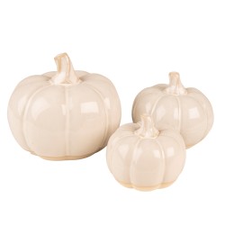 Clayre & Eef Decoration Pumpkin Ø 14x12 cm Beige Brown Porcelain