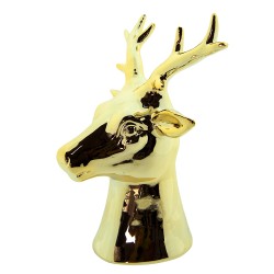 Clayre & Eef Figur Hirsch 19 cm Goldfarbig Porzellan