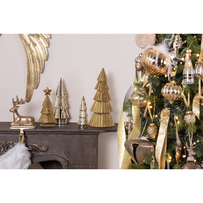 Clayre & Eef Beeld Kerstboom 24 cm Goudkleurig Porselein