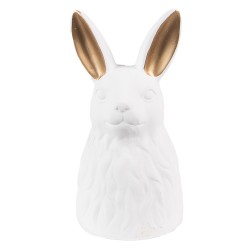 Clayre & Eef Figurine Lapin 21 cm Blanc Couleur or Céramique