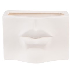 Clayre & Eef Pot de fleurs d'intérieur 17x7x11 cm Blanc Céramique Rectangle