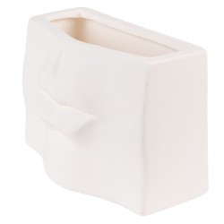 Clayre & Eef Pot de fleurs d'intérieur 17x7x11 cm Blanc Céramique Rectangle