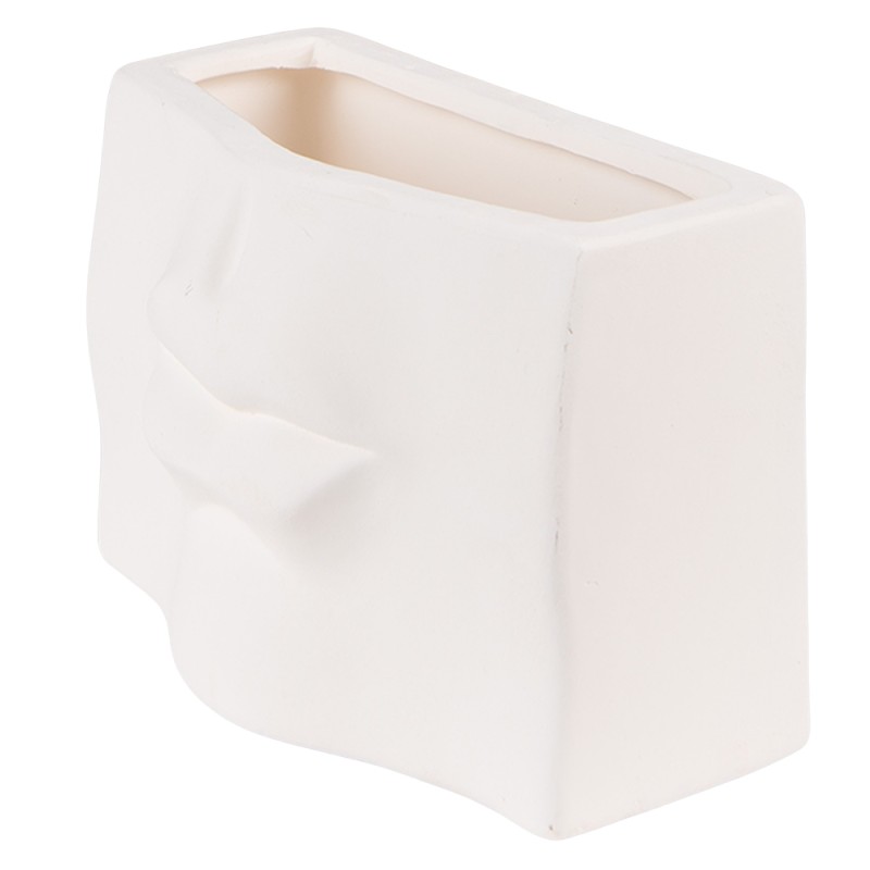 Clayre & Eef Bloempot Binnen  17x7x11 cm Wit Keramiek Rechthoek