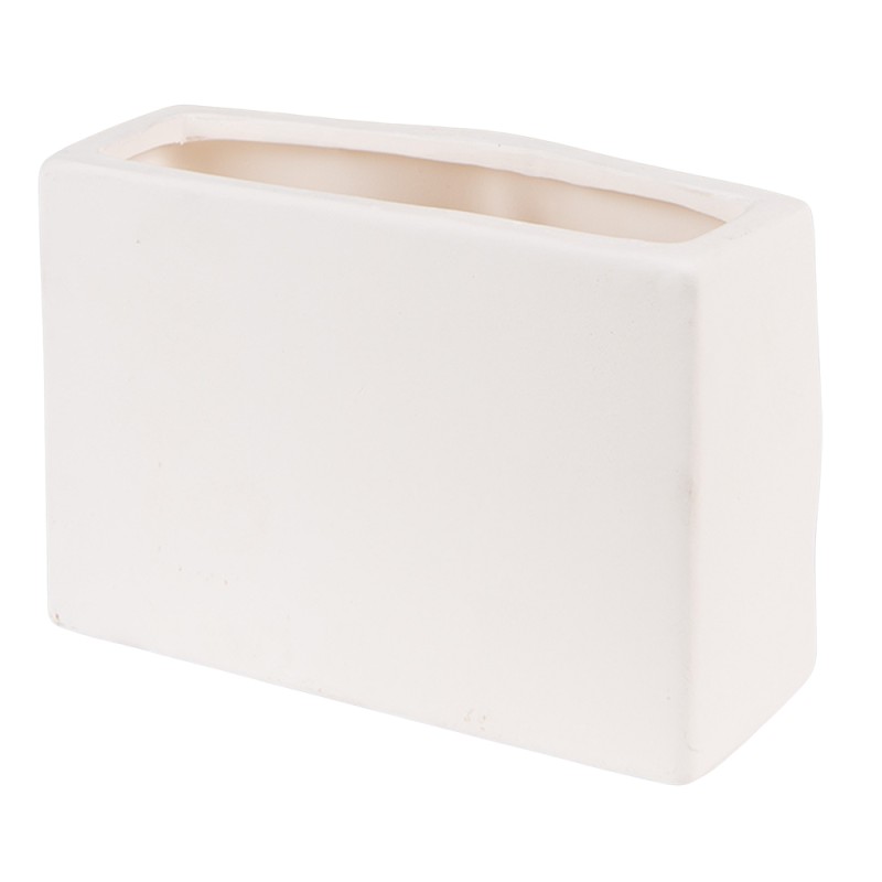 Clayre & Eef Bloempot Binnen  17x7x11 cm Wit Keramiek Rechthoek