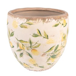 Clayre & Eef Pot de fleurs Ø 19x19 cm Jaune Céramique Citron