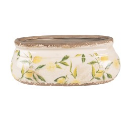 Clayre & Eef Pot de fleurs 23x10x9 cm Jaune Céramique Ovale Citron