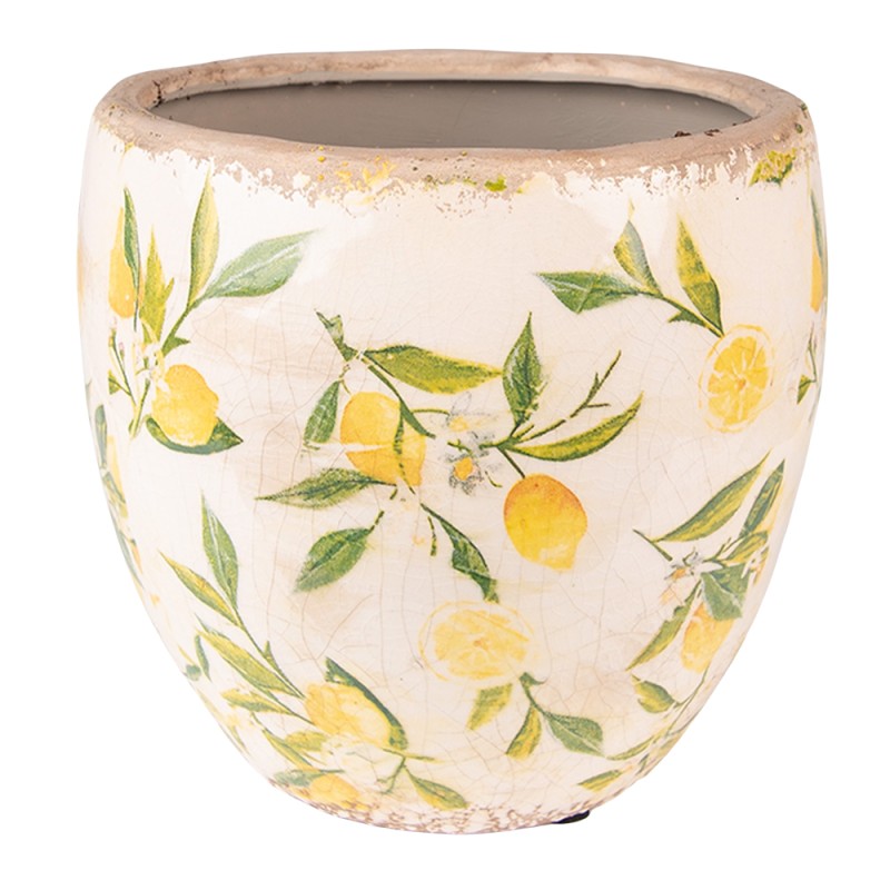 Clayre & Eef Planter Ø 13x12 cm Yellow Ceramic Lemon