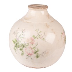 Clayre & Eef Vase Ø 25x25 cm Rose Beige Céramique Fleurs