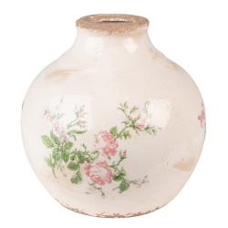 Clayre & Eef Vaso  Ø 16x17 cm Rosa Beige Ceramica Fiori