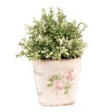 Clayre & Eef Bloempot  16x16x16 cm Roze Beige Keramiek Bloemen