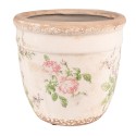 Clayre & Eef Fioriera Ø 18x17 cm Rosa Beige Ceramica Rotondo Fiori