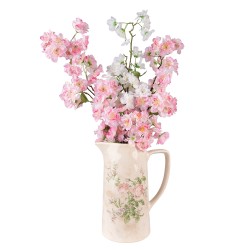 Clayre & Eef Decoratie Kan  21x15x25 cm Roze Beige Keramiek Bloemen