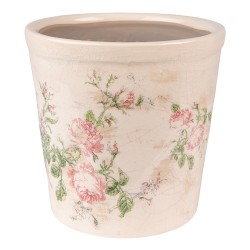 Clayre & Eef Pot de fleurs Ø 15x14 cm Rose Beige Céramique Fleurs