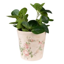 Clayre & Eef Planter Ø 15x14 cm Pink Beige Ceramic Flowers