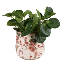 Clayre & Eef Planter Ø 18x16 cm Pink Beige Ceramic Flowers