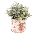 Clayre & Eef Bloempot  Ø 13x11 cm Roze Beige Keramiek Bloemen