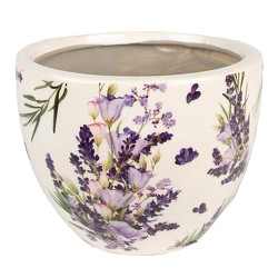 Clayre & Eef Blumentopf Ø 11x9 cm Violett Grün Keramik Lavendel