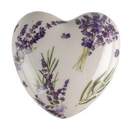 Clayre & Eef Decoratie  8x8x4 cm Paars Groen Keramiek Lavendel