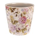 Clayre & Eef Bloempot  Ø 19x18 cm Roze Beige Keramiek Bloemen