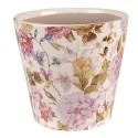 Clayre & Eef Bloempot  Ø 17x16 cm Roze Beige Keramiek Bloemen