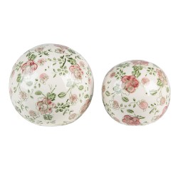 Clayre & Eef Decoration Ø 9x8 cm Pink Beige Ceramic Flowers