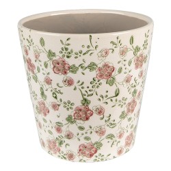 Clayre & Eef Planter Ø 19x18 cm Pink Beige Ceramic Flowers