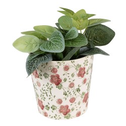 Clayre & Eef Planter Ø 14x13 cm Pink Beige Ceramic Flowers