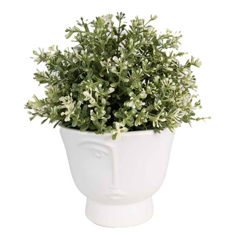 Clayre & Eef Planter Ø 14x12 cm White Ceramic Face