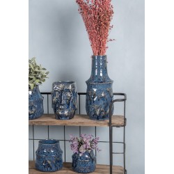 Clayre & Eef Vase Ø 13x30 cm Blau Keramik