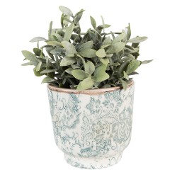 Clayre & Eef Planter Ø 15x14 cm Green Beige Ceramic Flowers