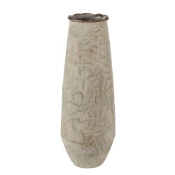 Clayre & Eef Vase Ø 14x40 cm Vert Beige Céramique Feuilles