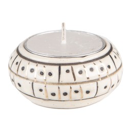 Clayre & Eef Tealight Holder Ø 6x3 cm Beige Ceramic Round