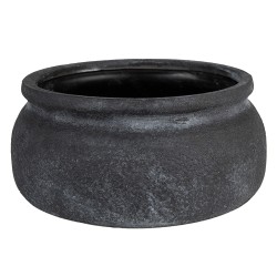 Clayre & Eef Bloempot  Ø 20x8 cm Grijs Keramiek Rond