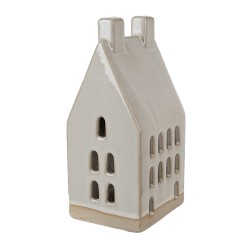 Clayre & Eef Decorative House with LED 18 cm Beige Porcelain