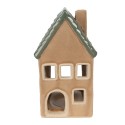 Clayre & Eef Portacandela Casa 15 cm Marrone Porcellana