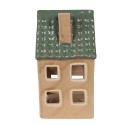 Clayre & Eef Tealight Holder House 15 cm Brown Porcelain