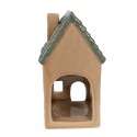 Clayre & Eef Portacandela Casa 15 cm Marrone Porcellana