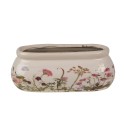 Clayre & Eef Planter 18x8x7 cm Pink Beige Ceramic Oval Flowers