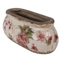 Clayre & Eef Pot de fleurs 18x8x7 cm Rose Beige Céramique Ovale Fleurs