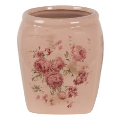 Clayre & Eef Bloempot  14x14x16 cm Roze Keramiek Bloemen