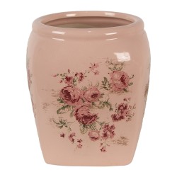 Clayre & Eef Bloempot  12x12x14 cm Roze Keramiek Bloemen