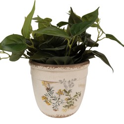 Clayre & Eef Planter Ø 18x17 cm Beige Yellow Ceramic Flowers