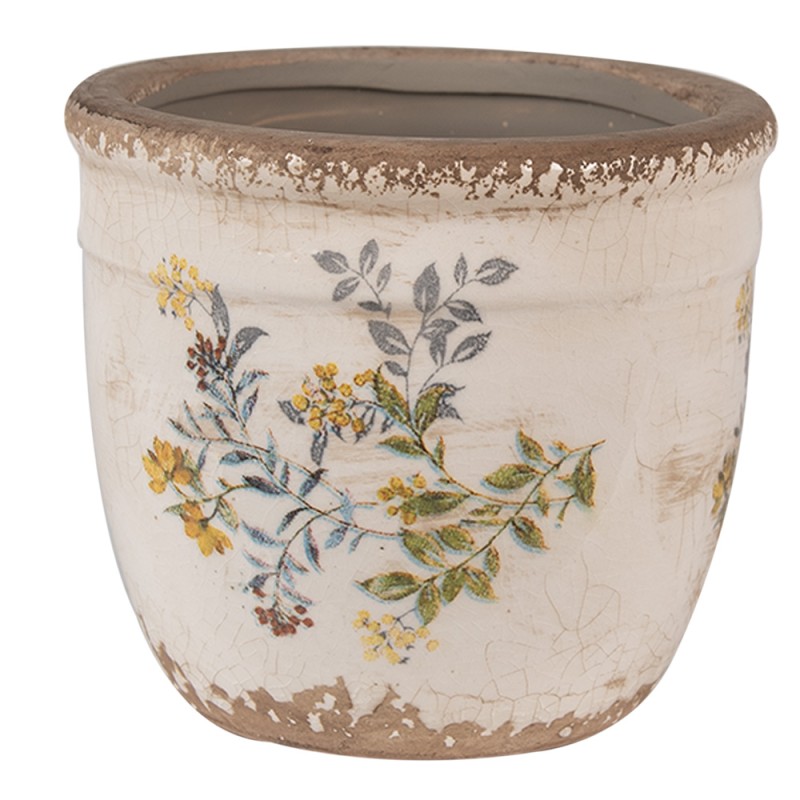 Clayre & Eef Planter Ø 13x11 cm Beige Yellow Ceramic Flowers