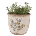 Clayre & Eef Bloempot  Ø 13x11 cm Beige Geel Keramiek Bloemen